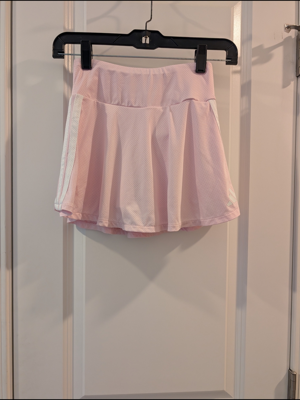adidas Light Pink Girls' Athletic Skort with White Stripe